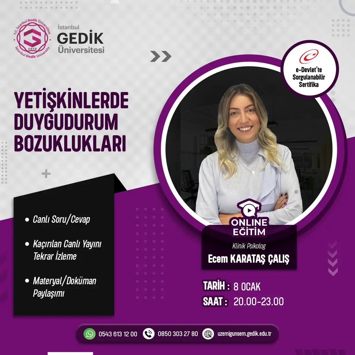 Yetişkinlerde Duygudurum Bozuklukları Eğitimi Sertifika Programı (CANLI)